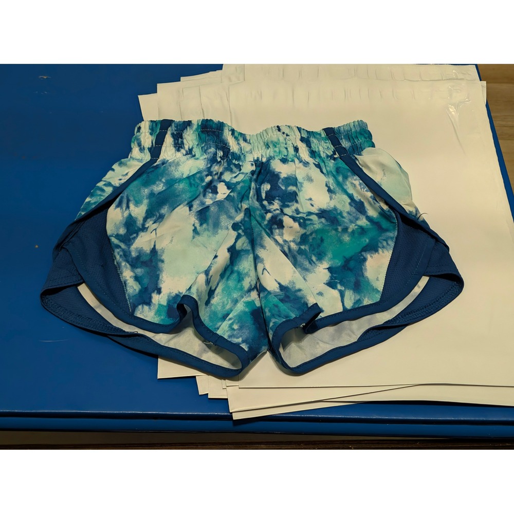 Athletic Works Girls Blue Tie Dye Running Shorts Mesh Side Panels Size M 7-8